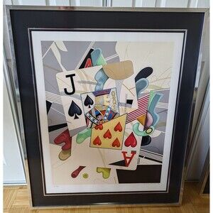 YANKEL GINZBURG Original Signed Serigraph ACE & Jack BLACKJACK Framed 10/25